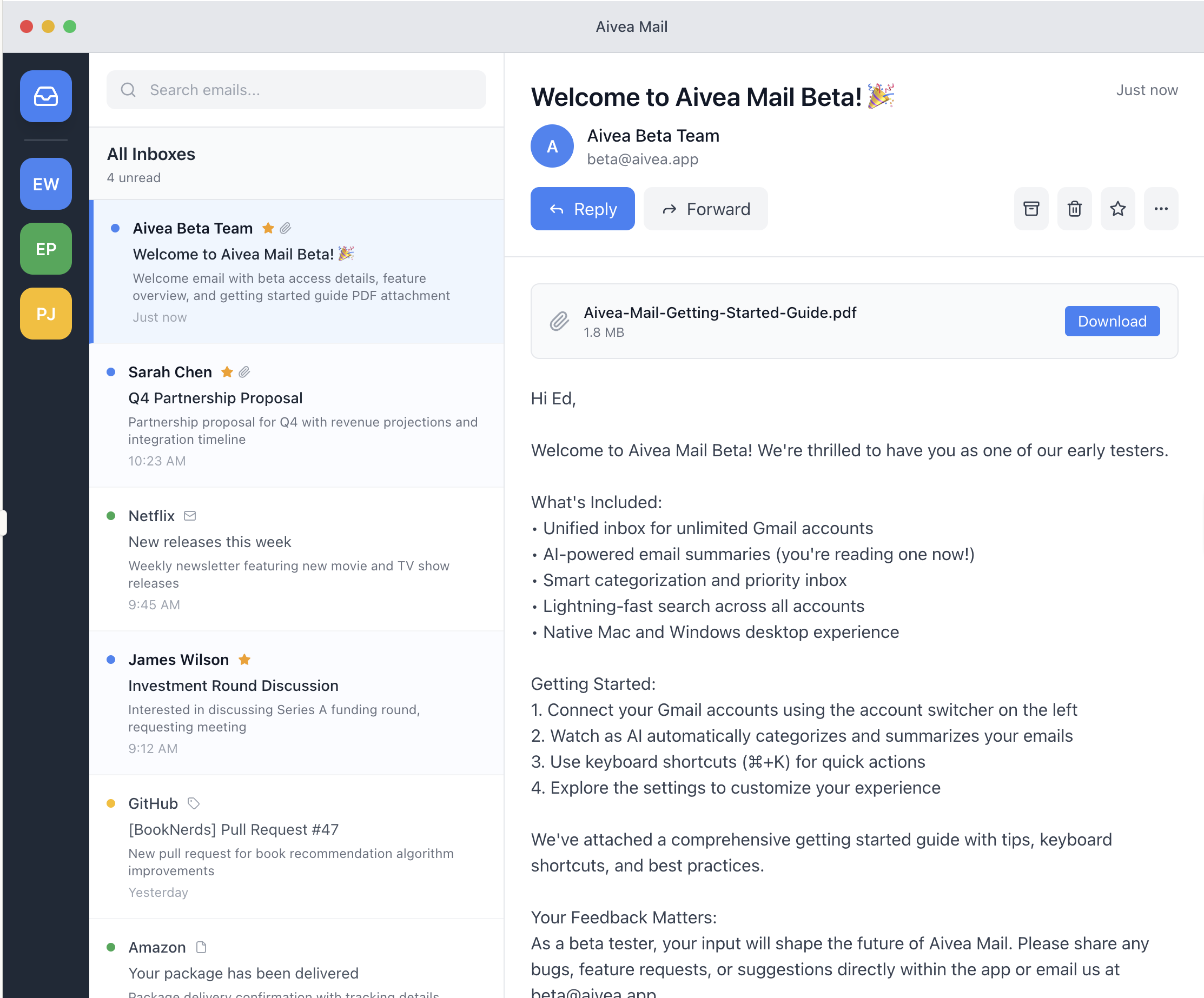 Aivea Mail Screenshot